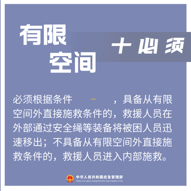 必须根据条件安全施救具备从有限空间外直接施救条件的救援人员在外部通过安全绳等装备将被困人员迅速移除不具备从有限空间外直接施救条件的救援人员进入内部施救